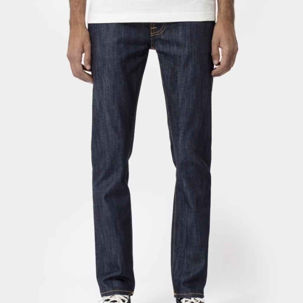 Nudie Jeans Co Thin Finn Dry Ecru Embo Blue Jeans Waist Size 31